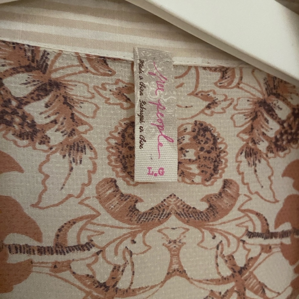 Free People Cream Lightweight Button-Down Shirt with Floral Back - Picture 5 of 7